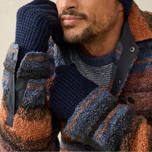 Faherty Jackson Waffle Gloves Navy Heather